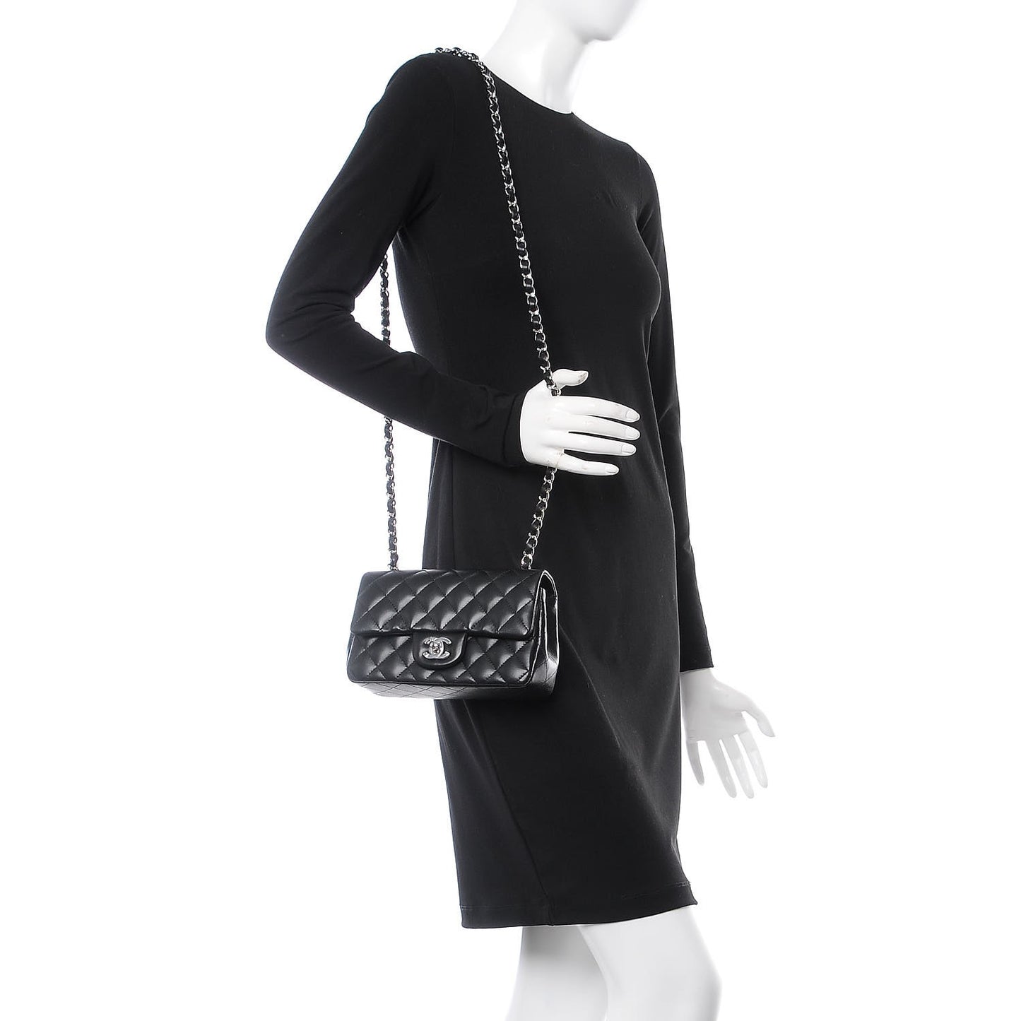 Lambskin Quilted Mini Rectangular Flap Black