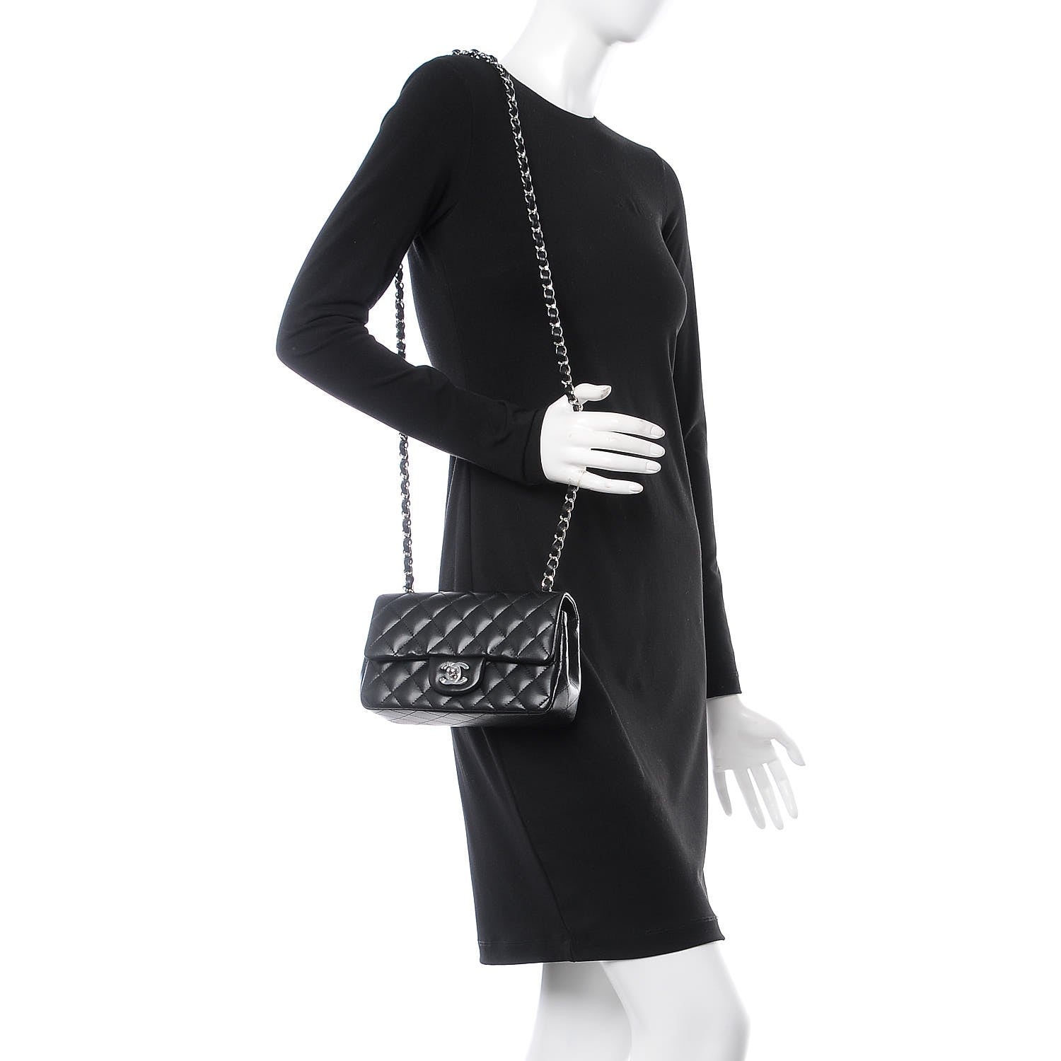 Chanel Lambskin Quilted Mini Rectangular Flap Black 2 of 8
