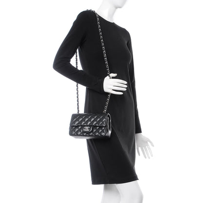 Chanel Lambskin Quilted Mini Rectangular Flap Black 2 of 8