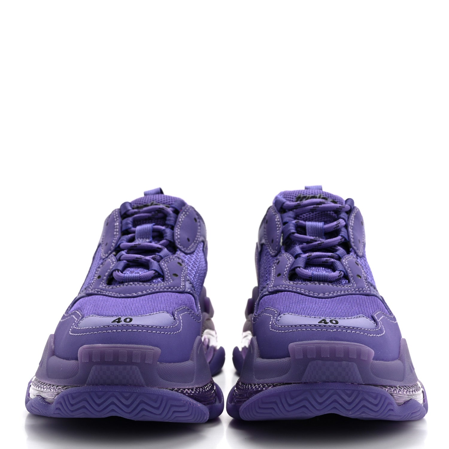 Balenciaga Fabric Mesh Clear Sole Womens Triple S Sneakers 40 Purple 2 of 7
