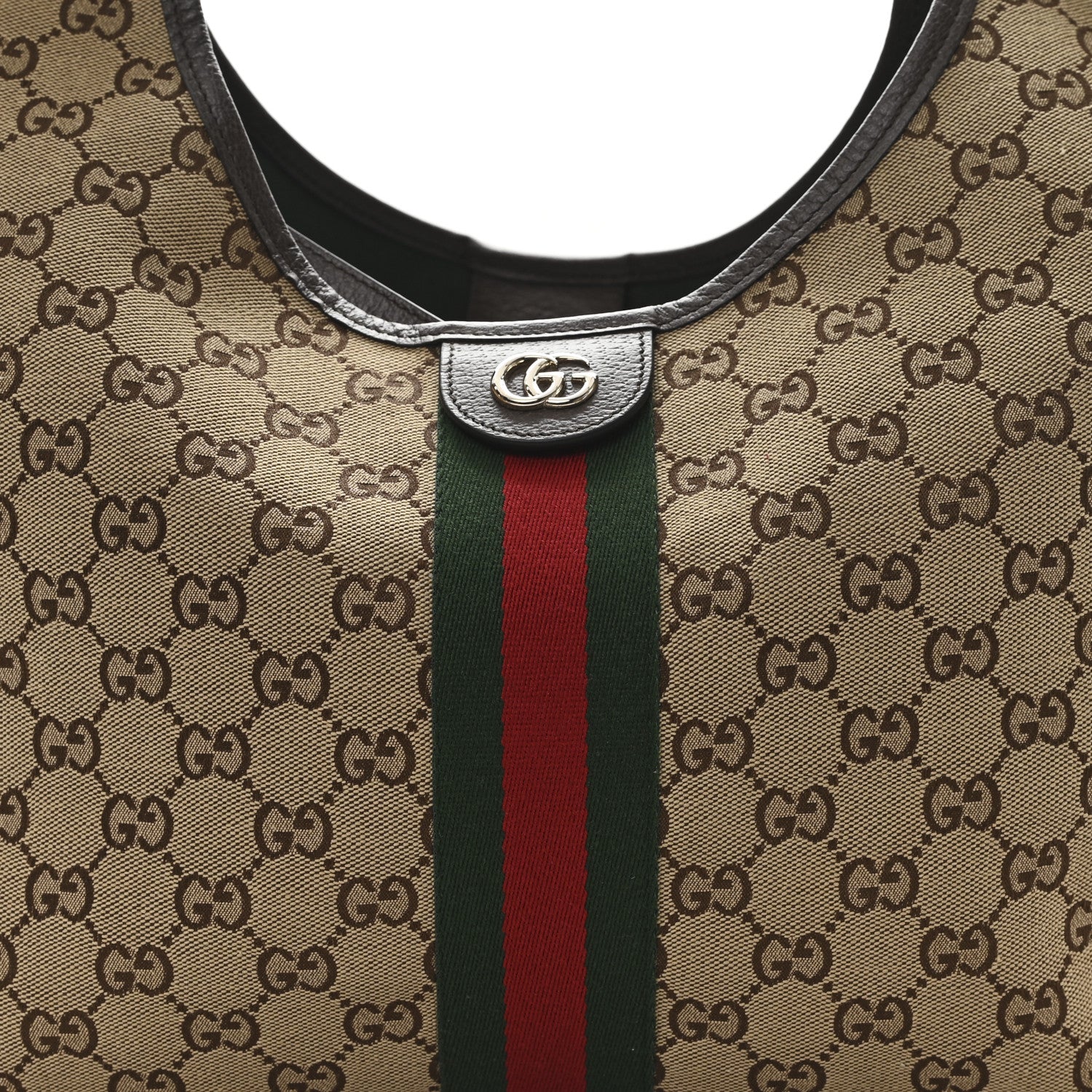 Gucci GG Monogram Web Large Giglio Tote Beige Brown 8 of 12
