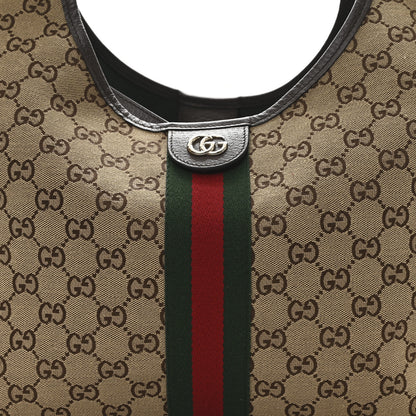 Gucci GG Monogram Web Large Giglio Tote Beige Brown 8 of 12