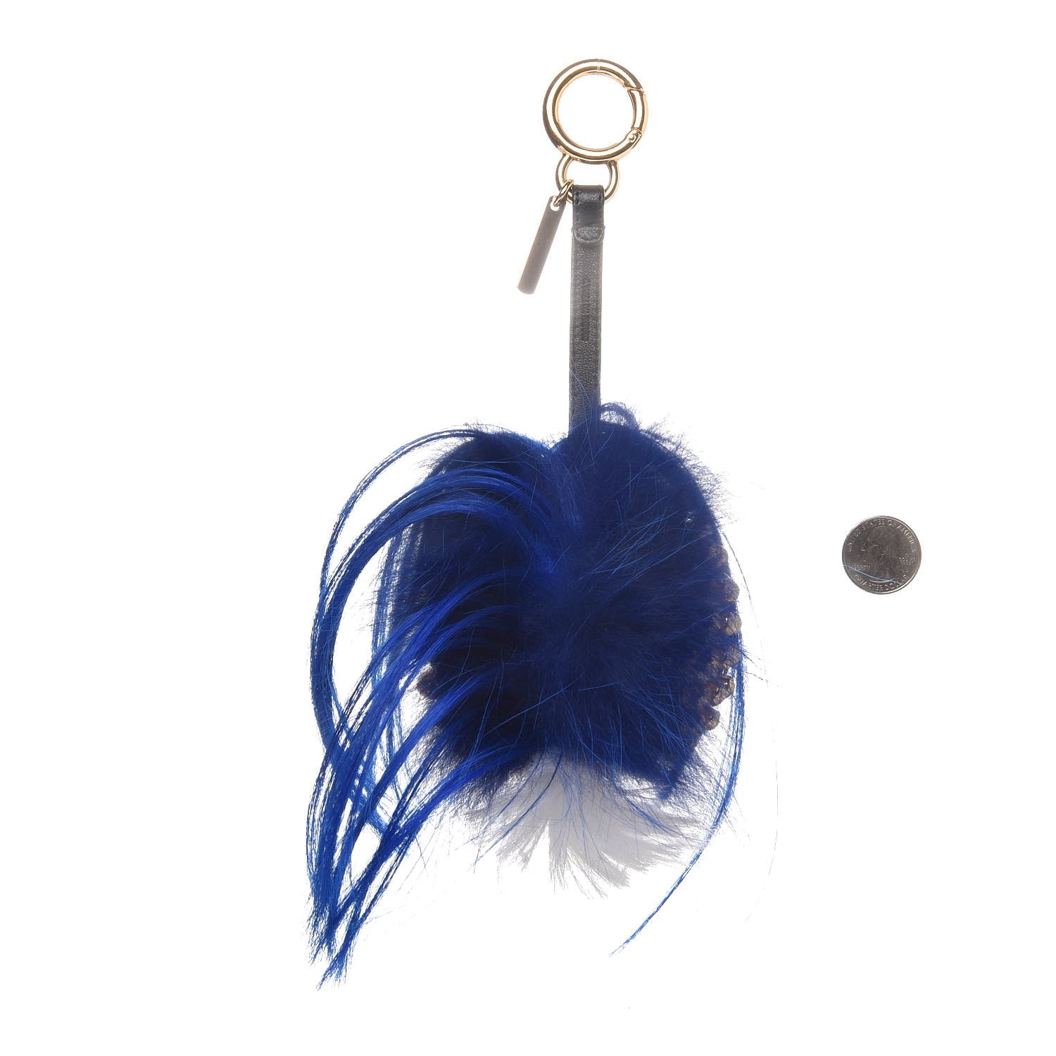 Fendi Lambskin Goat Fur Studded Punkarlito Bag Charm Blue 2 of 4