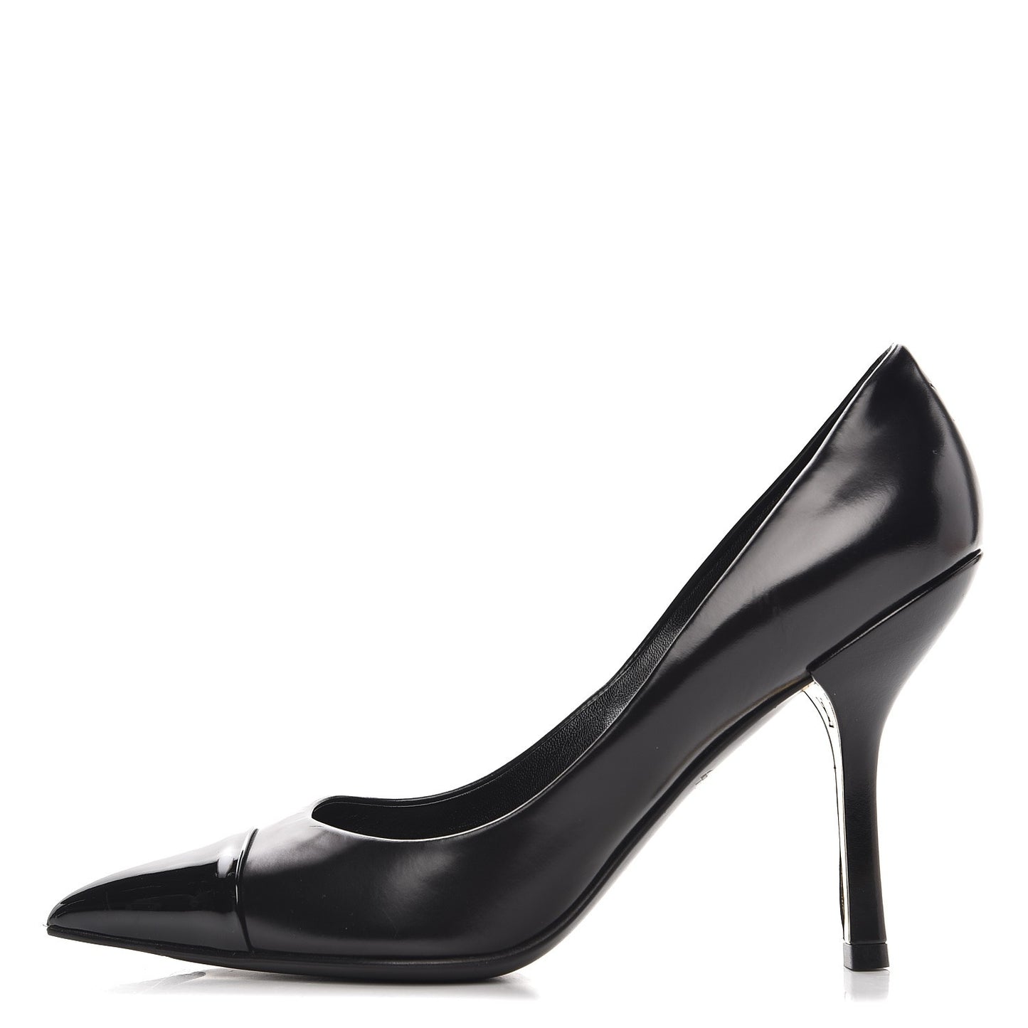 Patent Calfskin Cap Toe Pumps 35.5 Black
