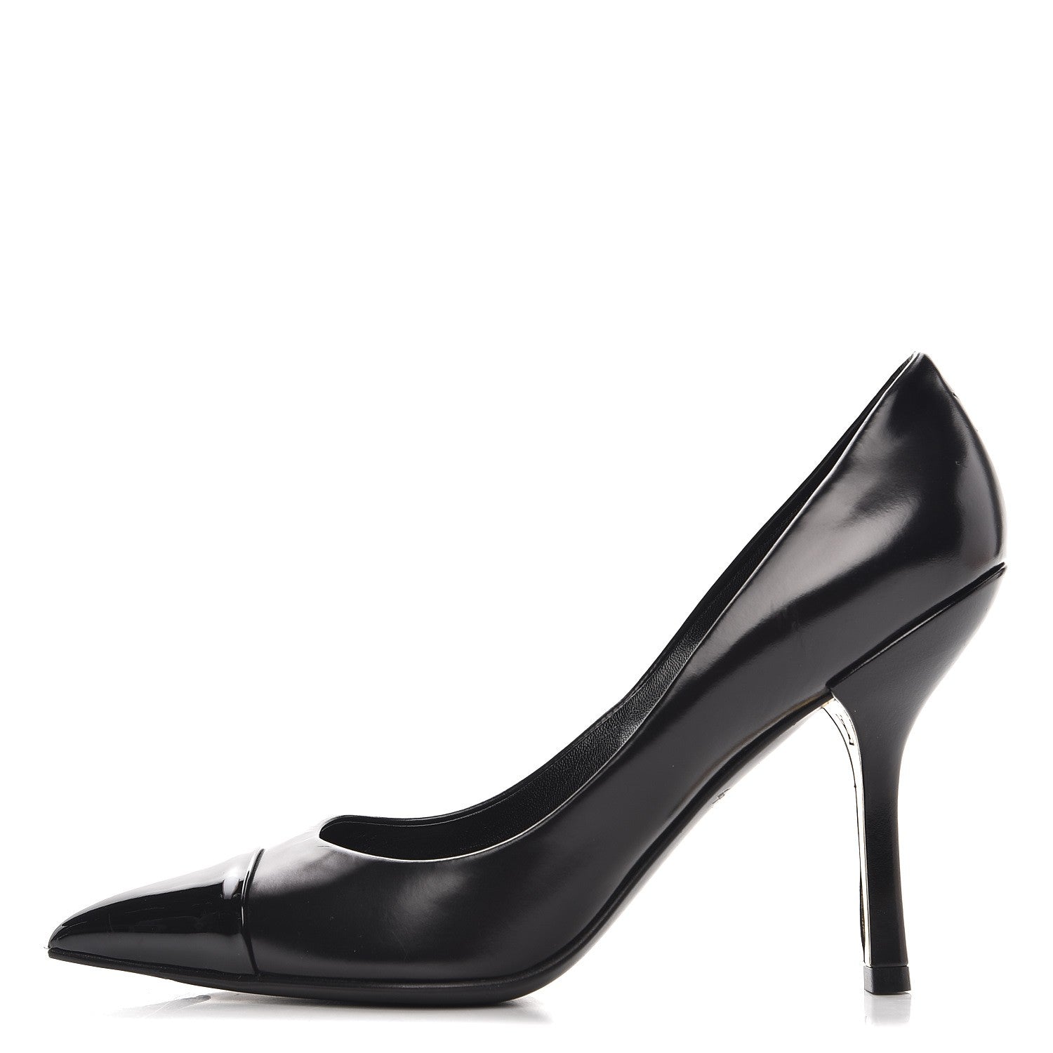 Louis Vuitton Patent Calfskin Cap Toe Pumps 35.5 Black 1 of 8