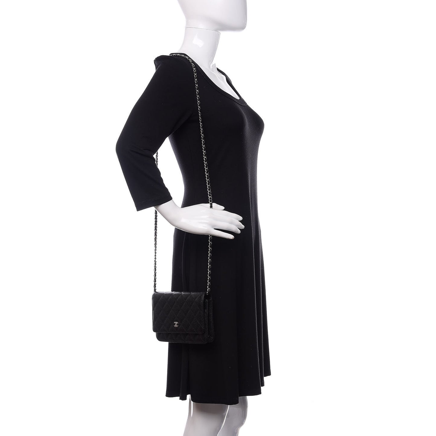 Caviar Quilted Wallet On Chain WOC Black