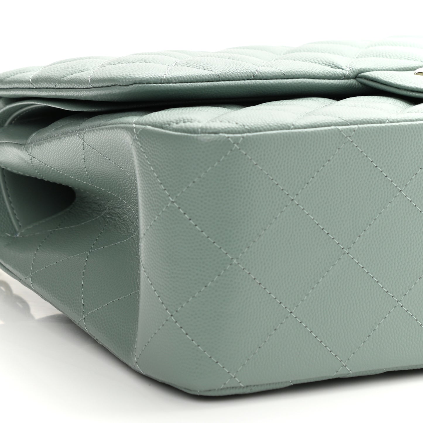 Caviar Quilted Jumbo Double Flap Dark Green