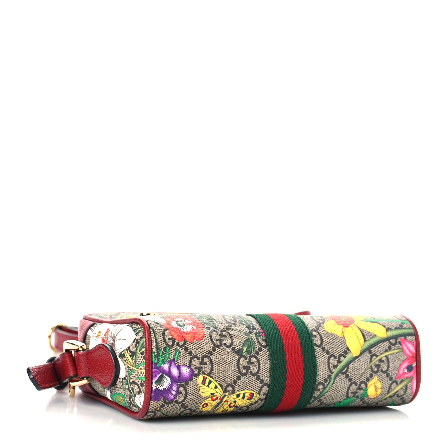 GG Supreme Monogram Flora Web Mini Ophidia Shoulder Bag Red