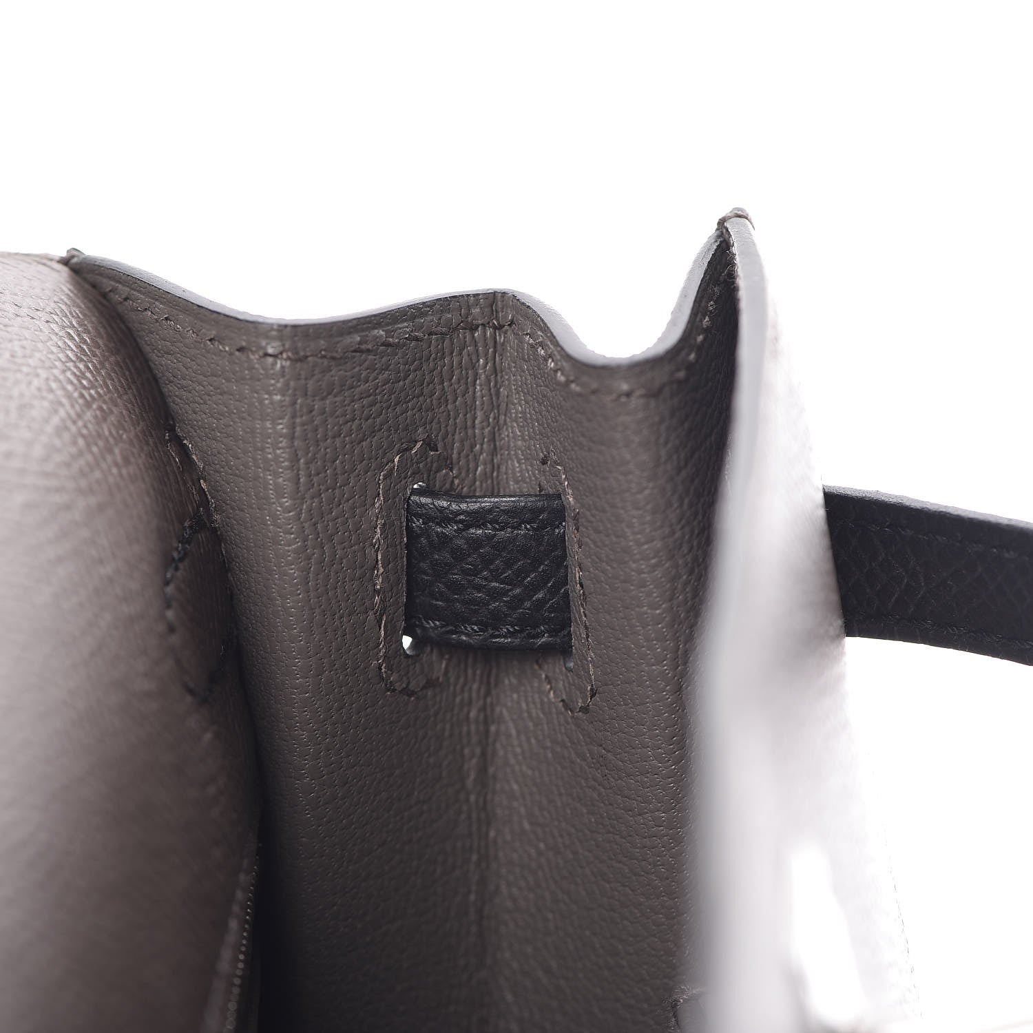 Hermes Epsom Bi Color Horseshoe Kelly Sellier 25 Etain Black 23 of 40