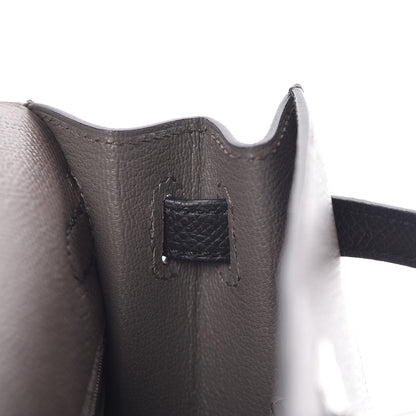 Hermes Epsom Bi Color Horseshoe Kelly Sellier 25 Etain Black 23 of 40