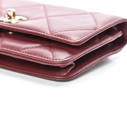 Chanel Lambskin Quilted Trendy CC Wallet On Chain WOC Dark Red 10 of 13