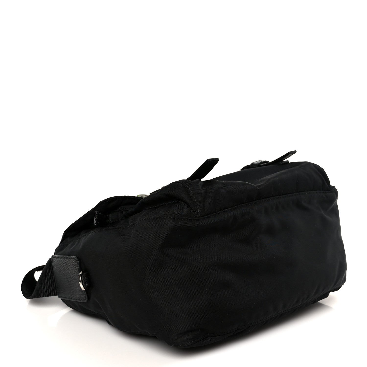 Prada Re-Nylon Vela Saffiano Pocket Double Buckle Messenger Shoulder Bag Black 4 of 10