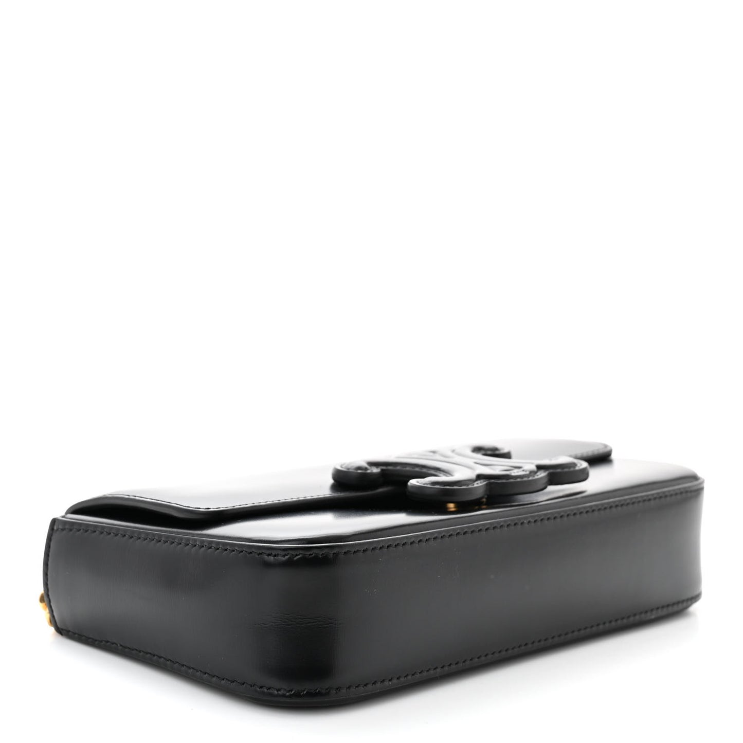 Shiny Calfskin Cuir Triomphe Chain Shoulder Bag Black