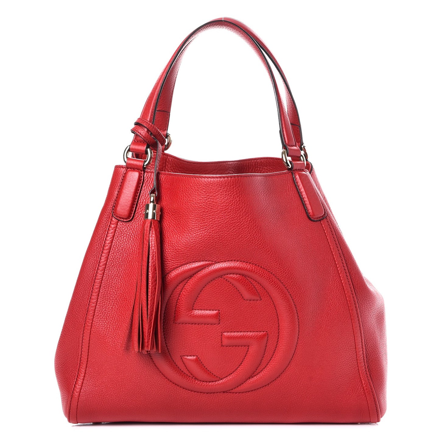 Pebbled Calfskin Medium Soho Shoulder Bag Red