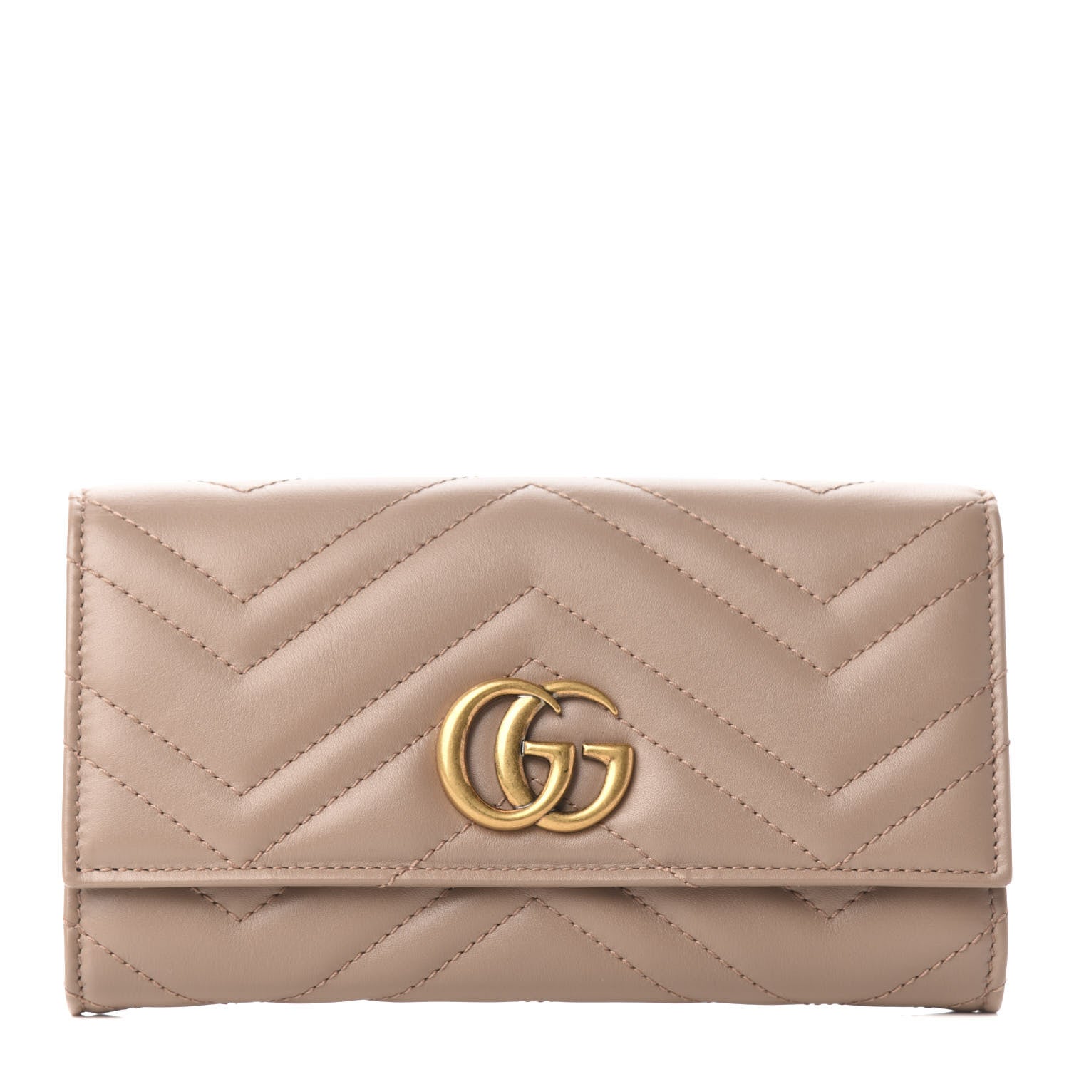Gucci Calfskin Matelasse GG Marmont Continental Wallet Porcelain Rose 1 of 6
