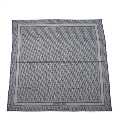 Christian Dior Silk Cashmere Oblique Shawl 140 Navy 1 of 3