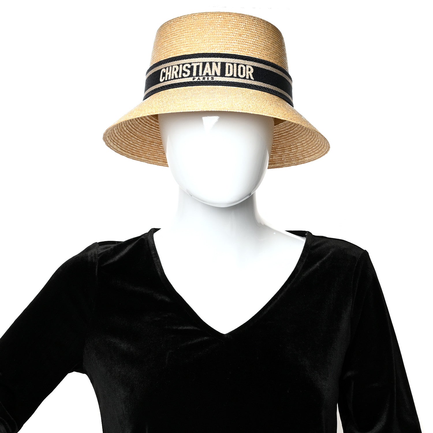 Christian Dior Straw Bucket Hat 57 Natural 2 of 8