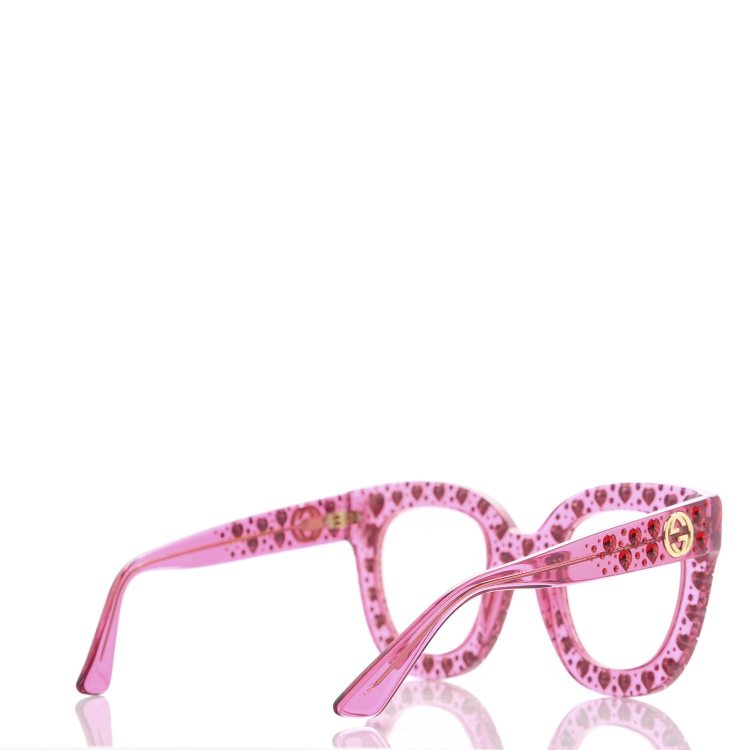Gucci Acetate Crystal Heart GG0116S Sunglasses Fuchsia 4 of 8