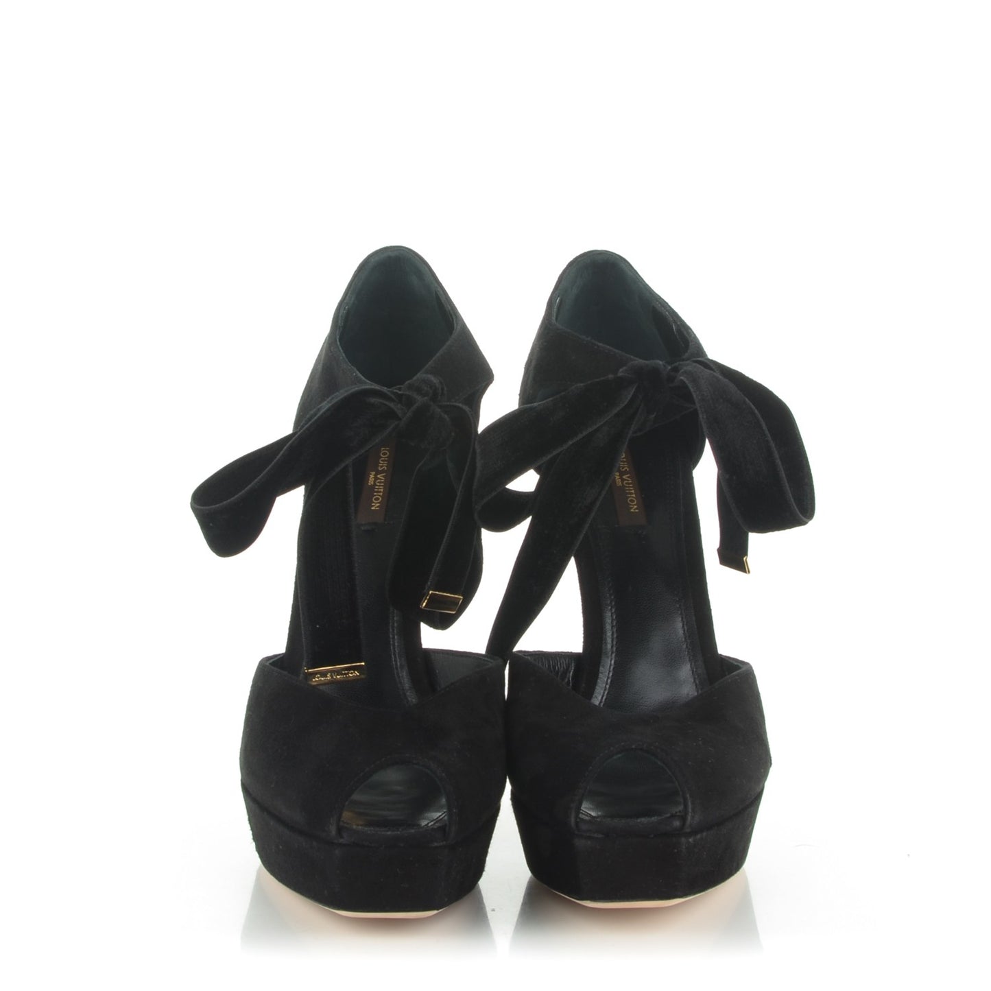 Suede Goatskin Cancan Peep Toe Pumps 40 Black