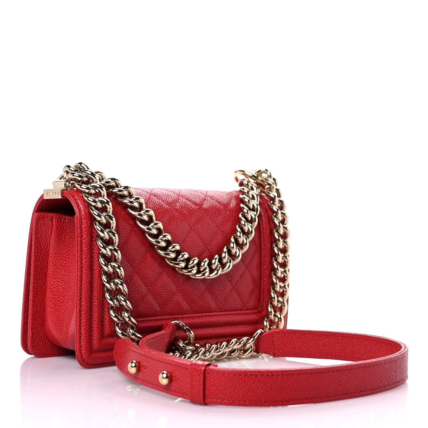 Chanel Caviar Quilted Small Boy Flap Red 3 of 11
