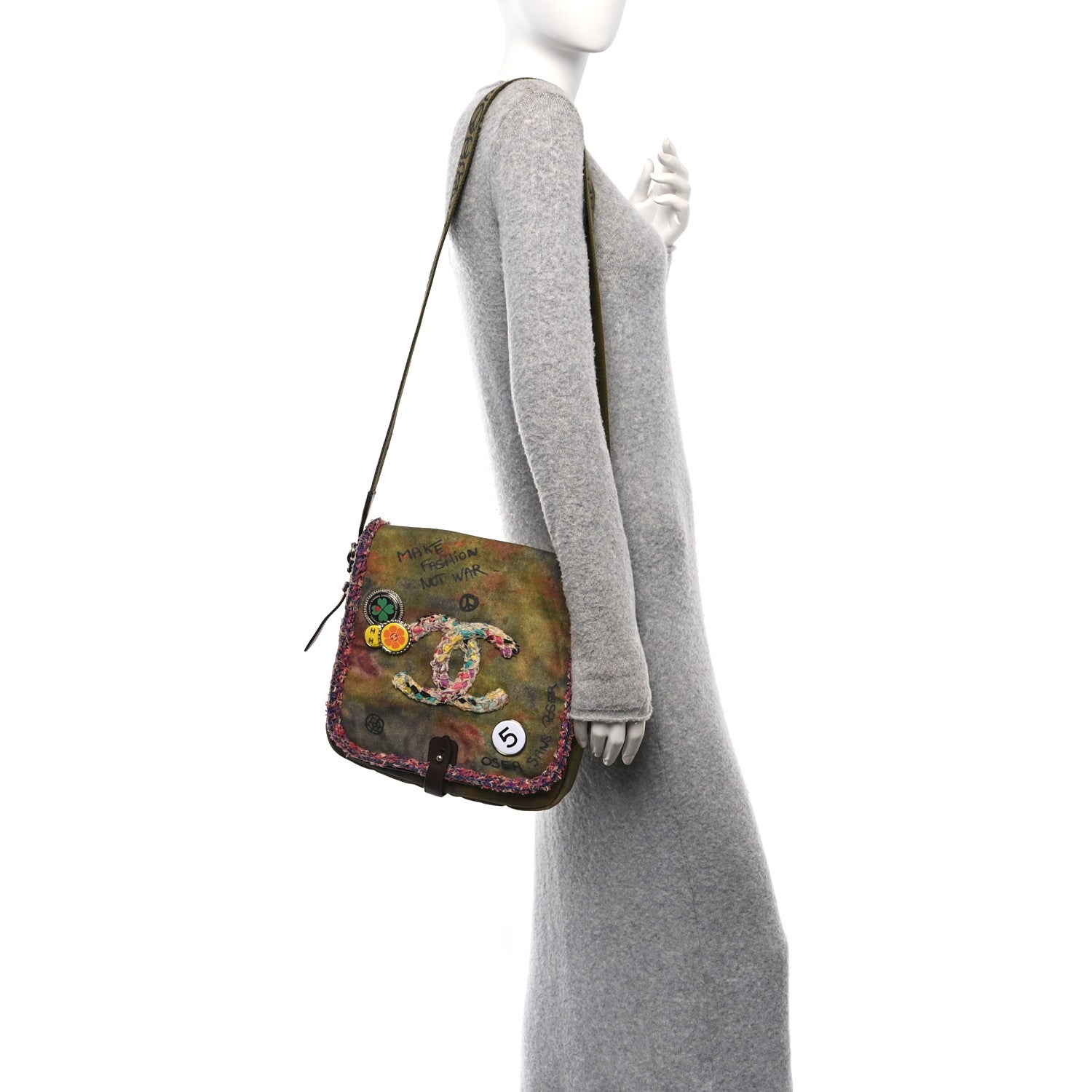 Chanel Washed Toile Graffiti On The Pavements Messenger Khaki Multicolor 2 of 12