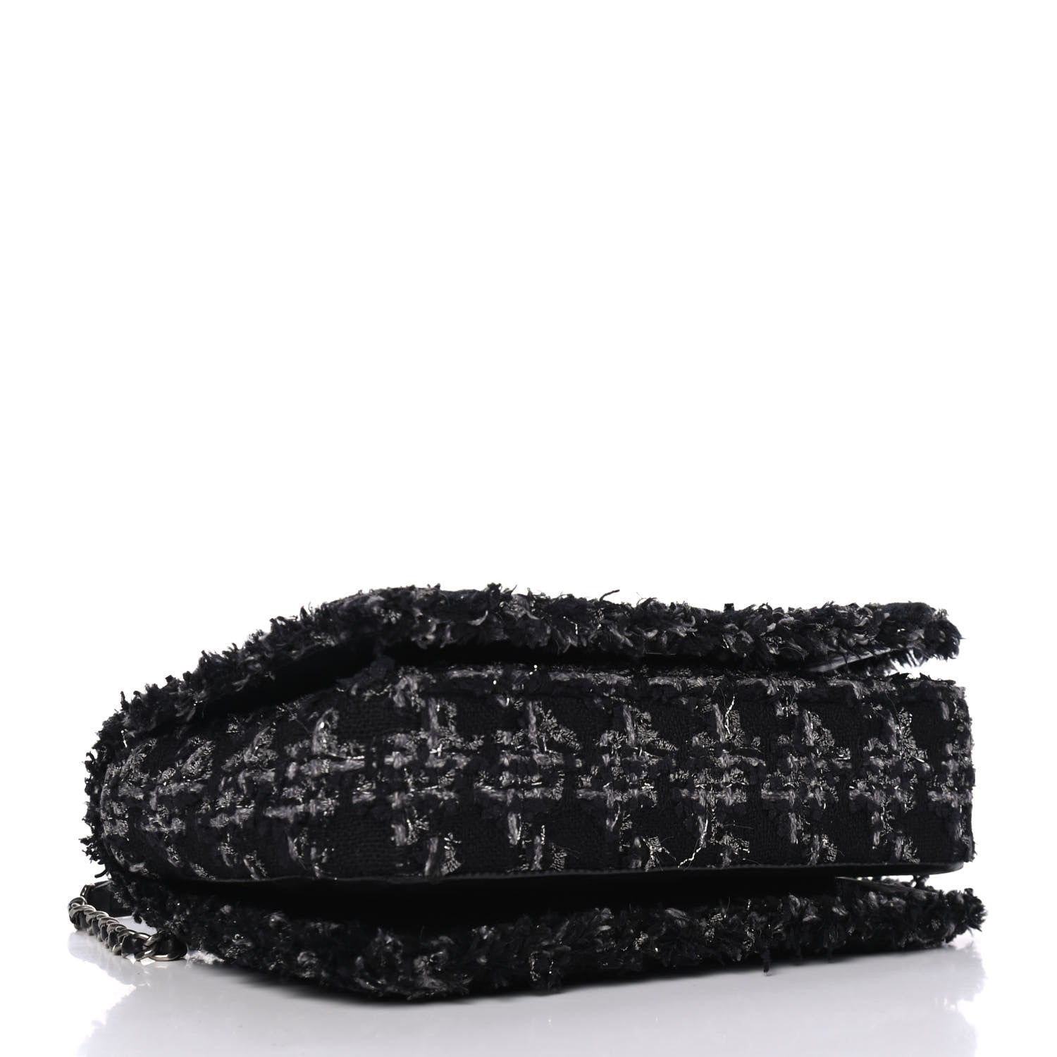 Chanel Shearling Tweed Medium Boy Flap Black Grey 3 of 9