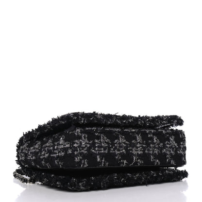 Chanel Shearling Tweed Medium Boy Flap Black Grey 3 of 9
