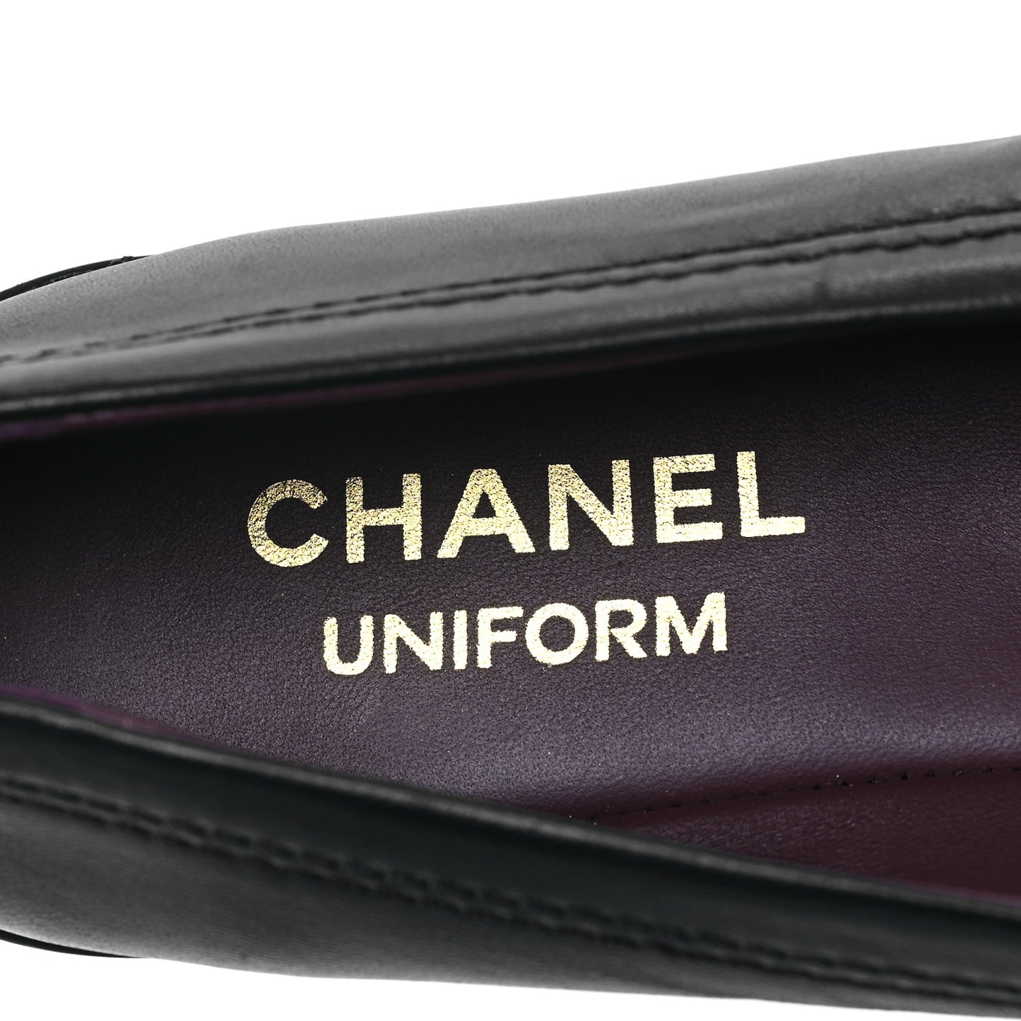 Lambskin Cap Toe CC Uniform Ballerina Flats 36.5 Black