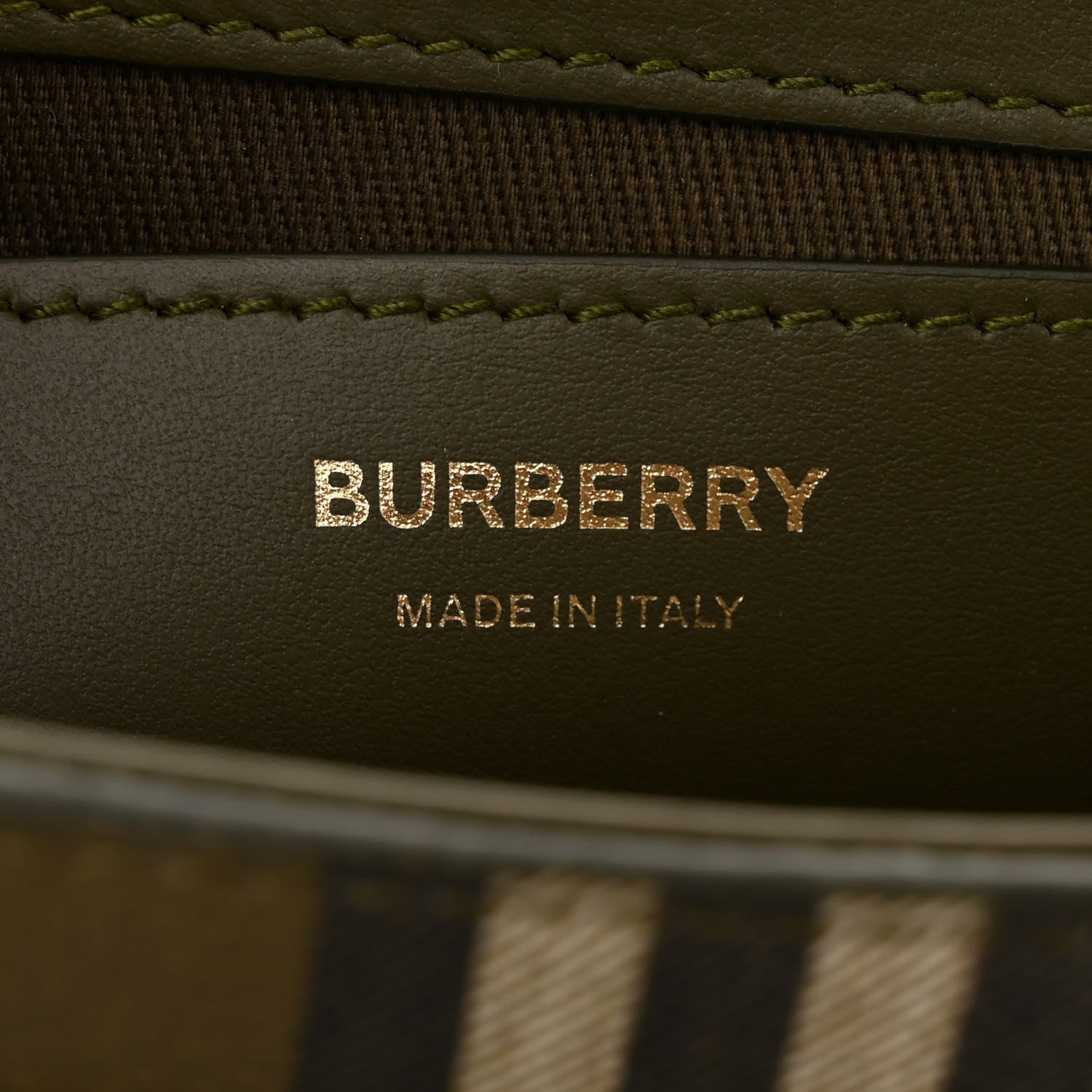 Burberry Coated Canvas Calfskin Vintage Check Medium Note Crossbody Bag Green 6 of 14