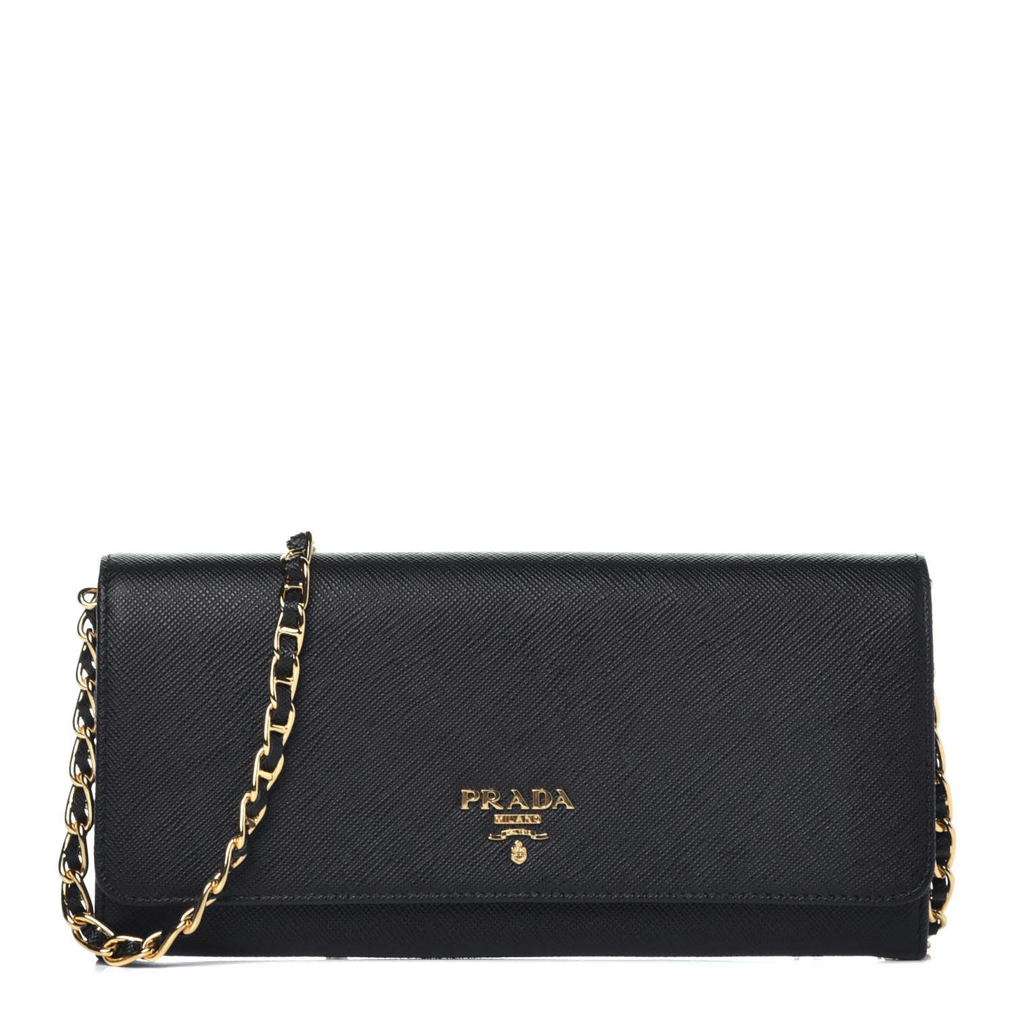 Saffiano Metal Oro Chain Wallet Black