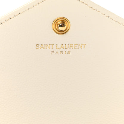 Saint Laurent Grain De Poudre Matelasse Chevron Monogram Chain Wallet Crema Soft 5 of 7