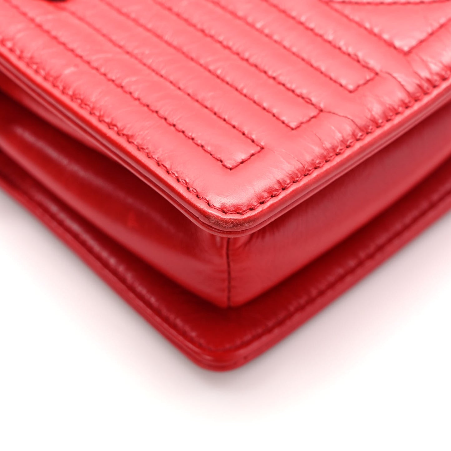 Calfskin Quilted Small Korean Garden Flap Red
