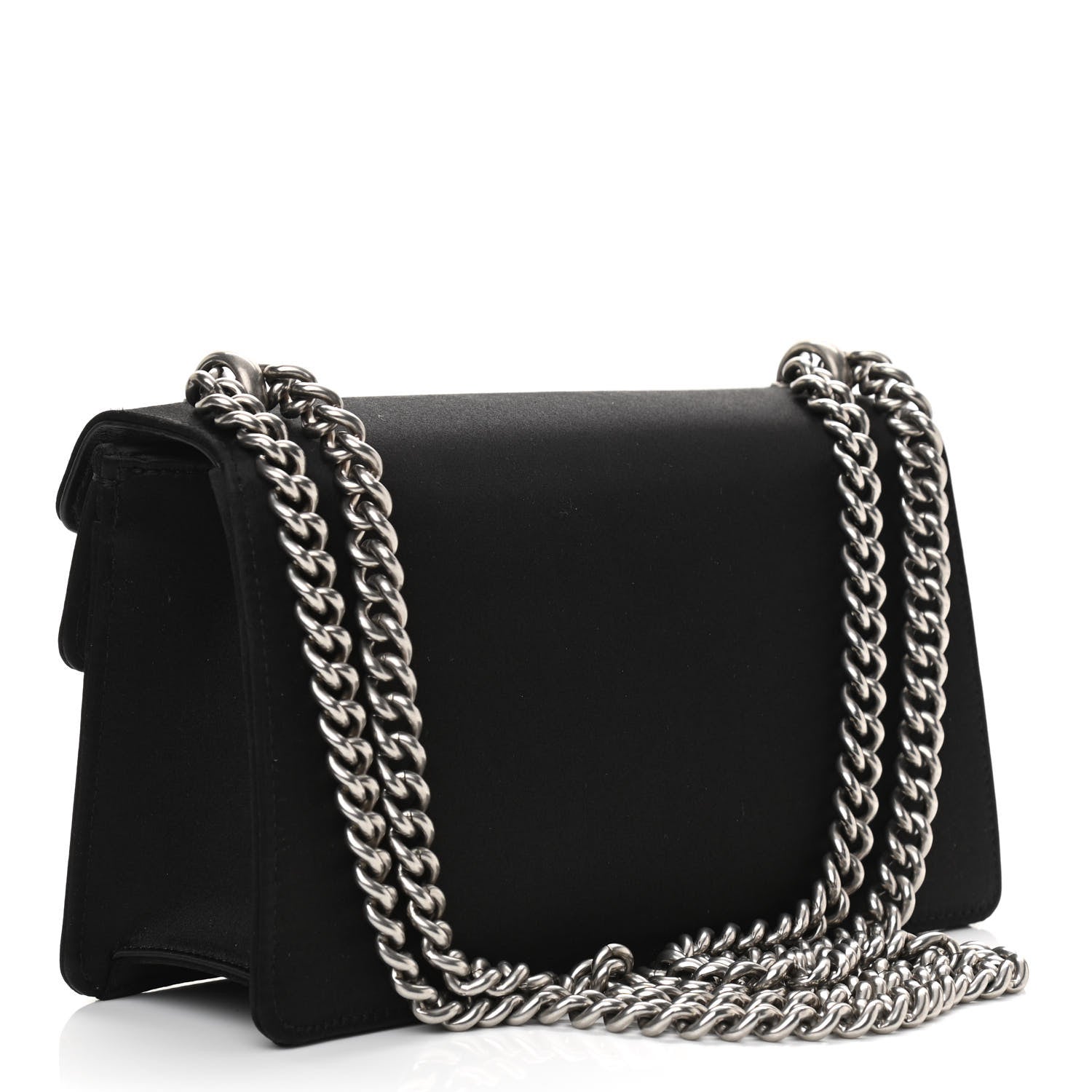 Gucci Satin Silk Crystal Small Dionysus Shoulder Bag Black Black Diamond 3 of 13