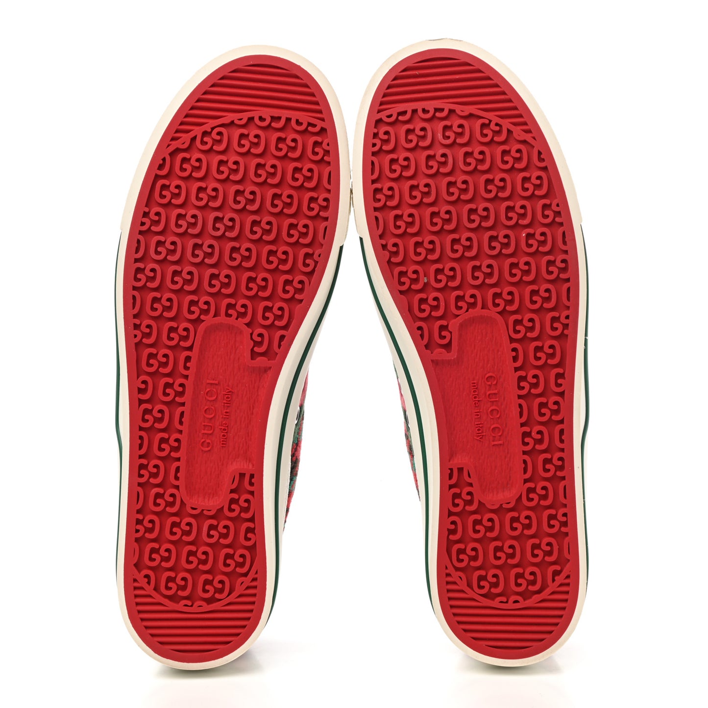 Cotton Wool Web Houndstooth Interlocking G Womens 1977 Tennis Sneakers 40 Red Green