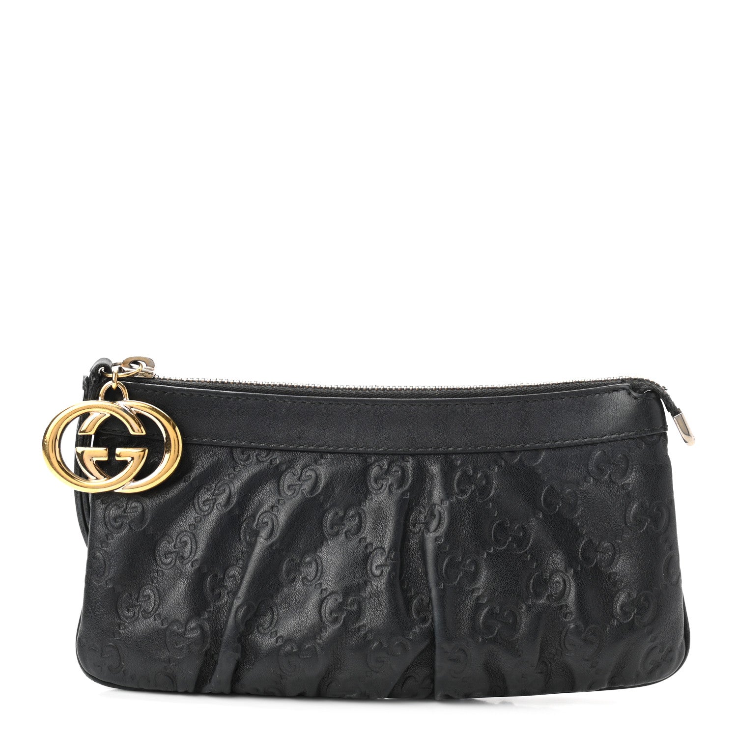 Gucci Guccissima Signature New Britt Wristlet Black 1 of 9
