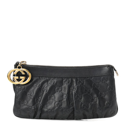 Gucci Guccissima Signature New Britt Wristlet Black 1 of 9