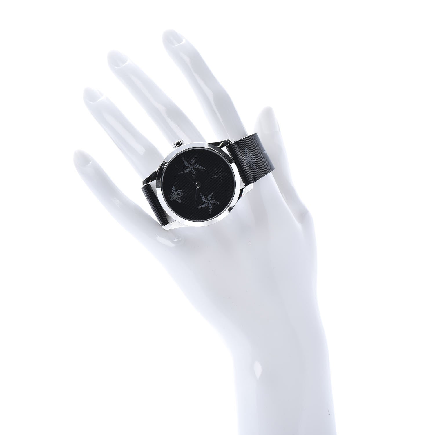 Gucci Stainless Steel Calfskin 38mm G-Timeless Bee Star Hologram Quartz Watch Black 2 of 8