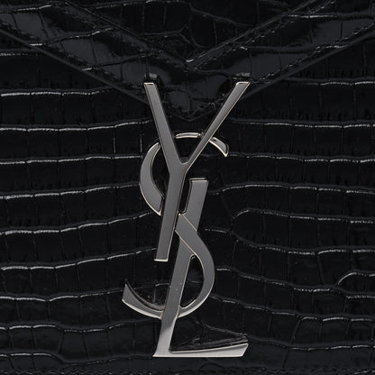 Saint Laurent Calfskin Crocodile Embossed Monogram Cassandra Clasp Bag Black Rouge Legion 5 of 5