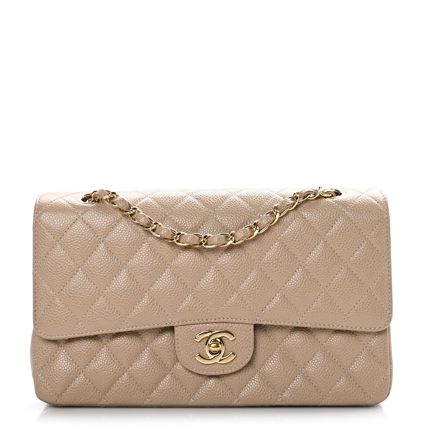 Chanel Caviar Quilted Medium Double Flap Dark Beige 1 of 11