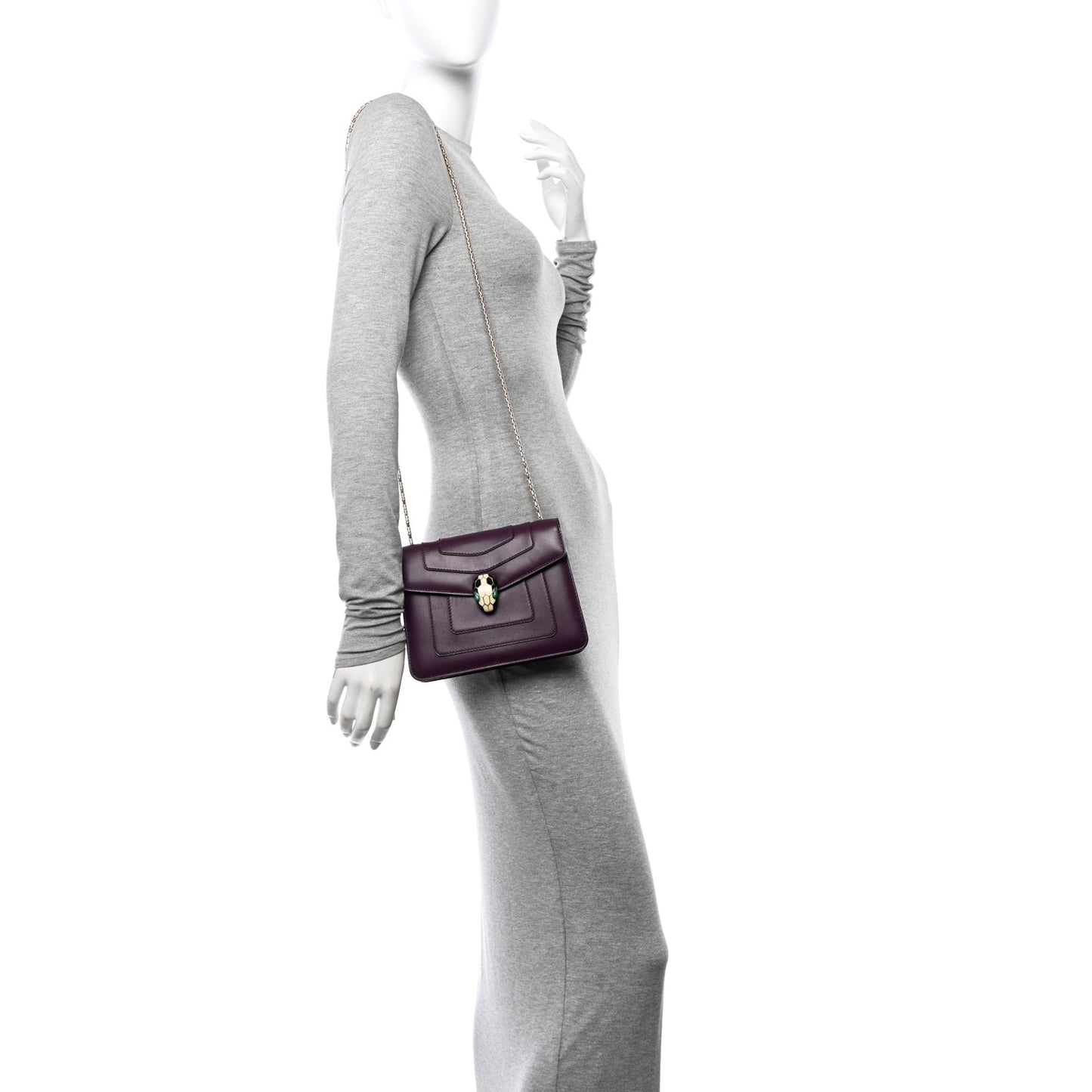 Calfskin Small Serpenti Forever Snake Strap Crossbody Bag Purple