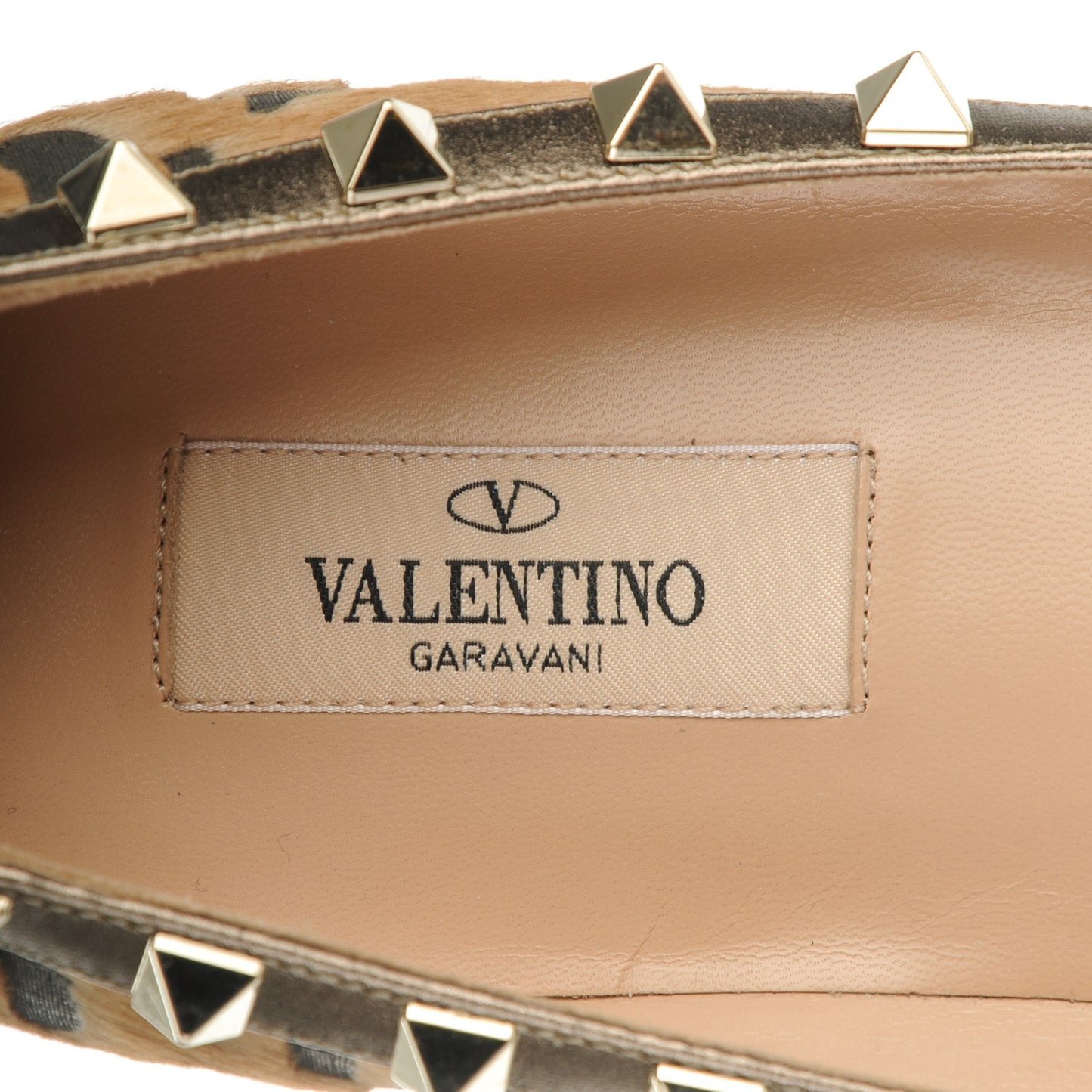 Calf Hair Leopard Print Rockstud Ballerina Flats 38 Fucile Al Campion
