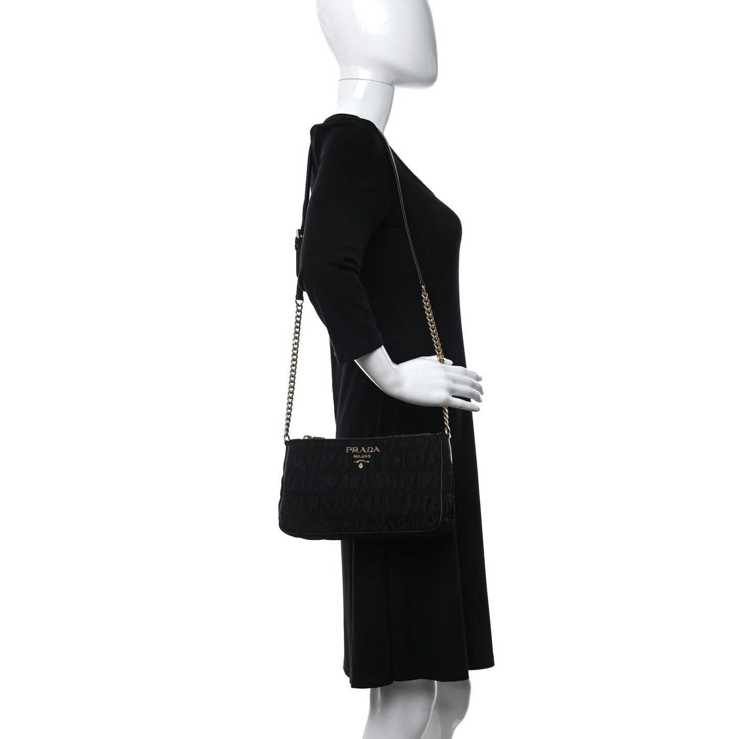 Tessuto Nylon Gaufre Shoulder Bag Black