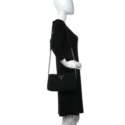 Prada Tessuto Nylon Gaufre Shoulder Bag Black 2 of 9