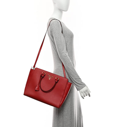 Prada Saffiano Soft Calfskin Large Zippered Tote Fuoco 2 of 10