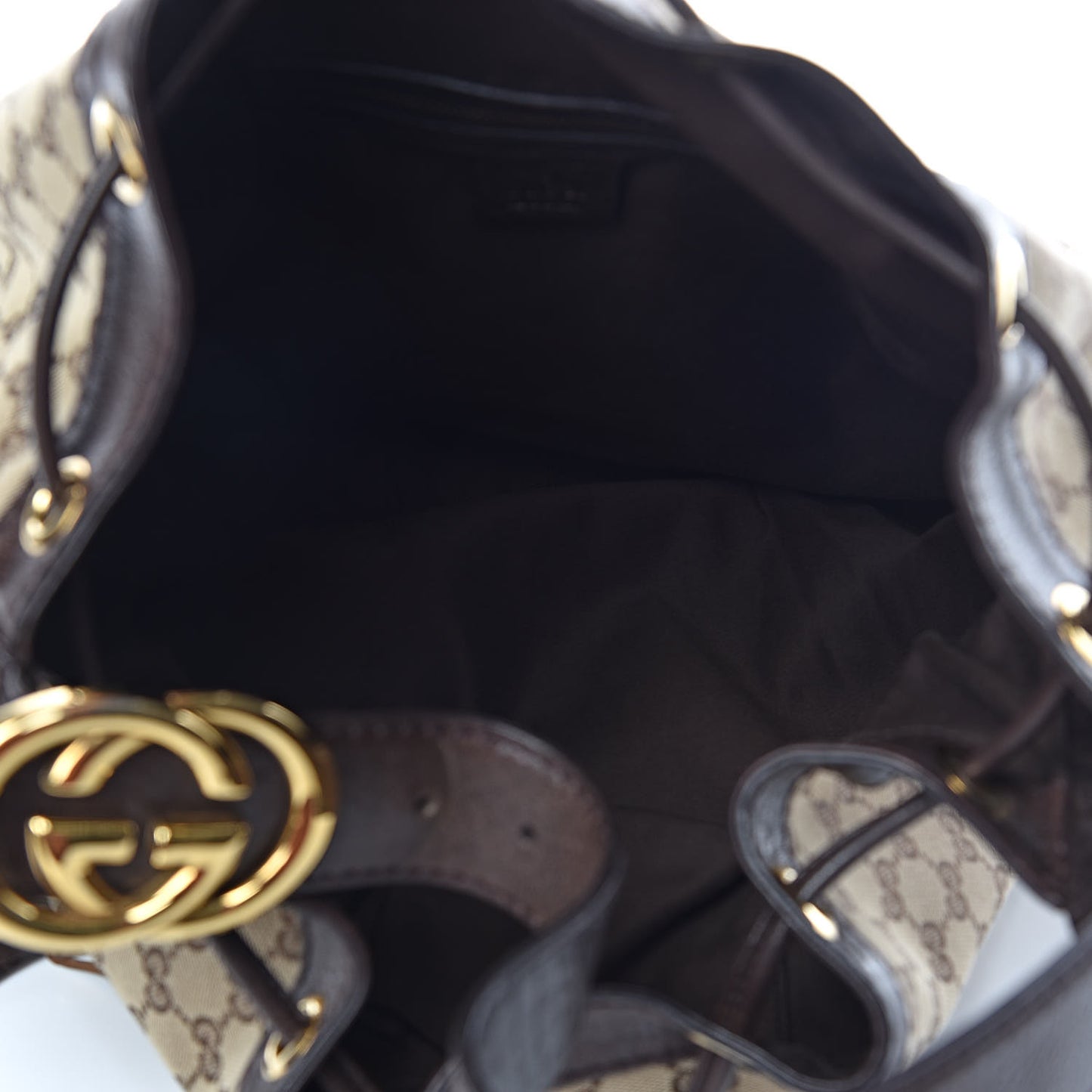Monogram Medium Interlocking Icon Shoulder Bag Dark Brown