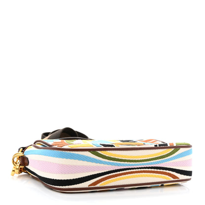 Fendi X SARA COLEMAN Canvas Vitello King Seta FF Fish Eye Embroidered Baguette Grezzo Multicolor Ghianda 4 of 11