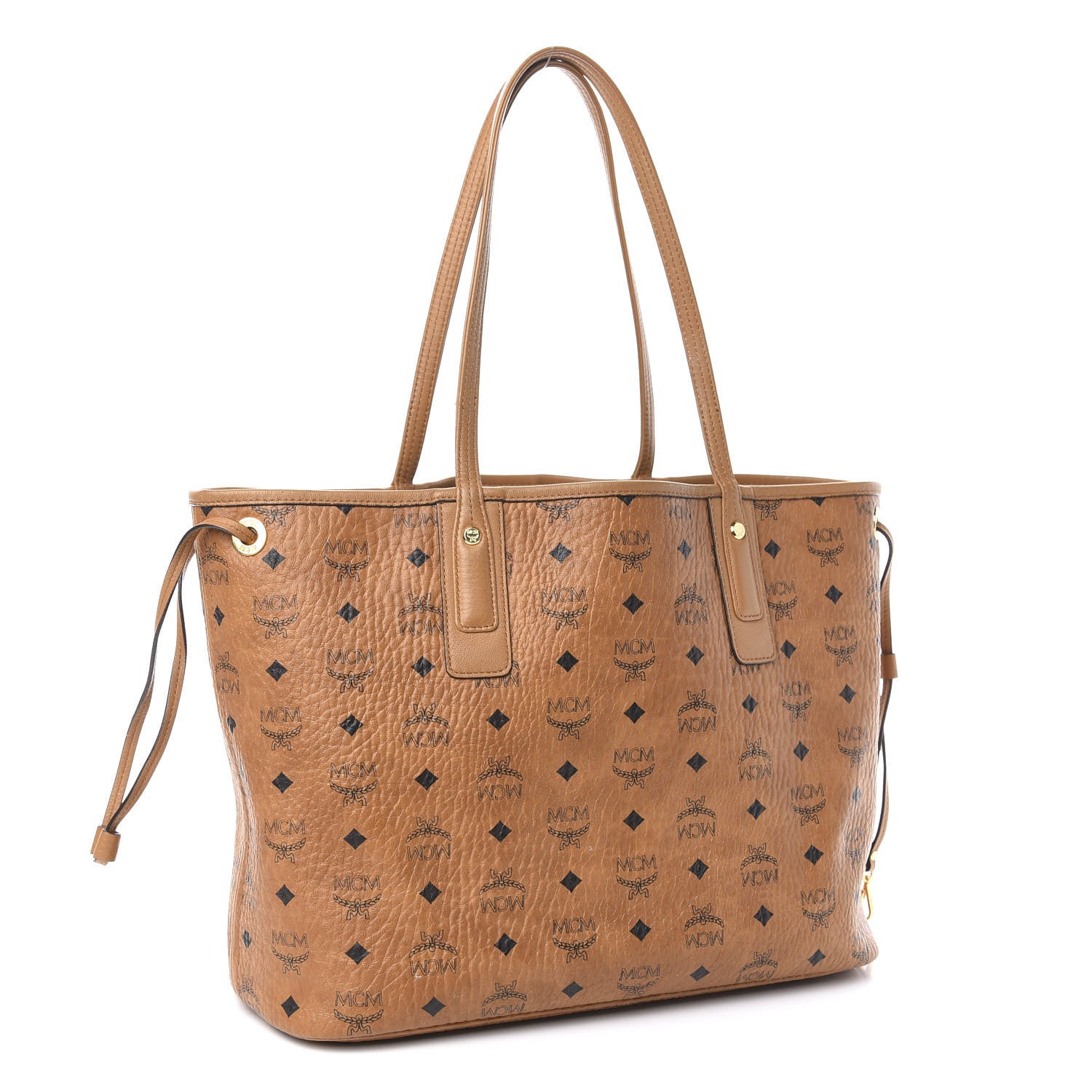 MCM Visetos Medium Liz Reversible Shopper Tote Cognac 4 of 14