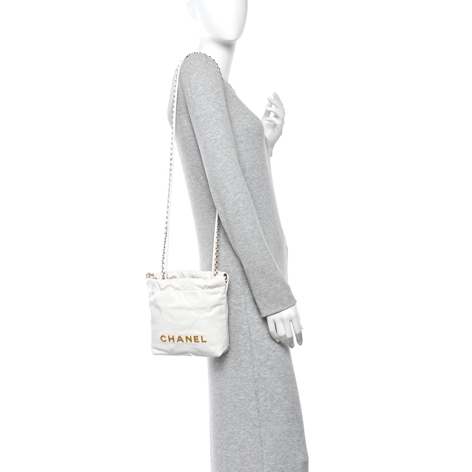 Chanel Shiny Calfskin Quilted Mini Chanel 22 White 1890424