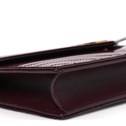 Saint Laurent Patent Calfskin Matelasse Chevron Monogram Envelope Chain Wallet Dark Red Wine 9 of 10