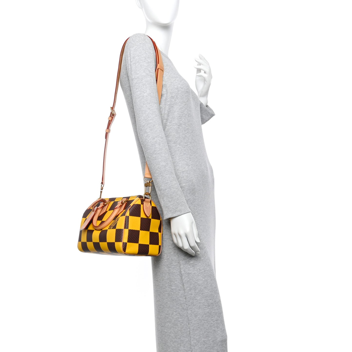 Damier Pop Speedy Bandouliere 25 Jaune Mat